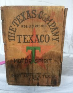 Texaco motor spirit crate