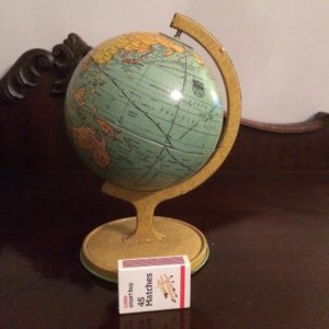 Tin world globe map c1930